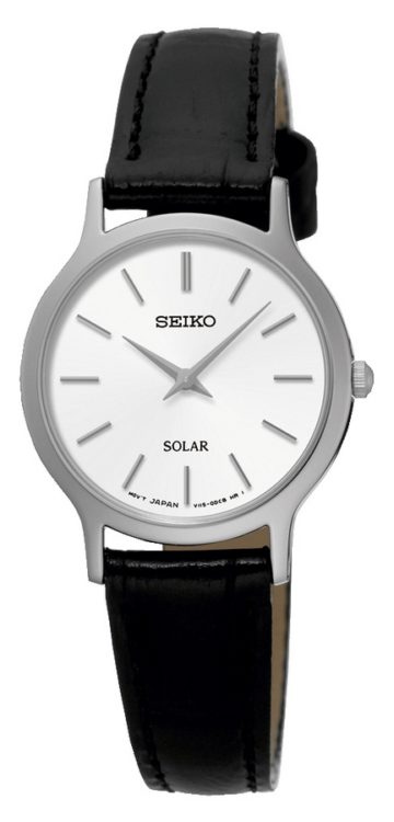 Seiko SUP299P1 Dameshorloge Solar staal/leder zilverkleurig-zwart