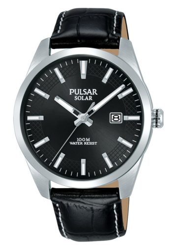 Pulsar PX3185X1 herenhorloge Solar staal/leder zwart 39,5 mm