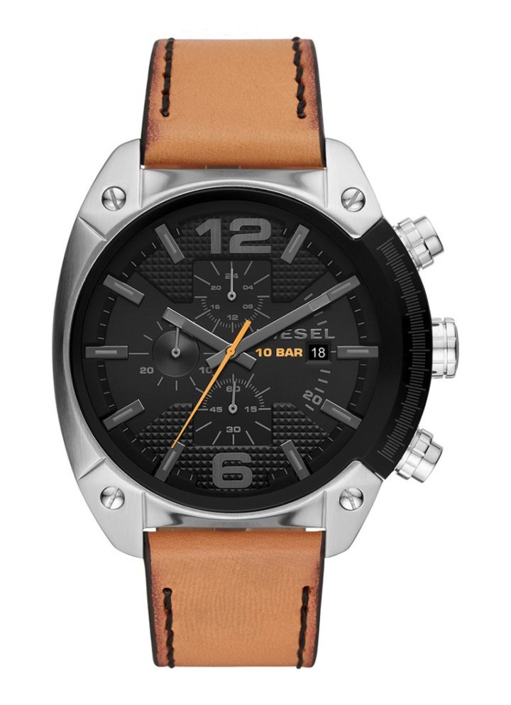 Diesel DZ4503 Horloge Overflow chronograaf staal/leder 49 mm