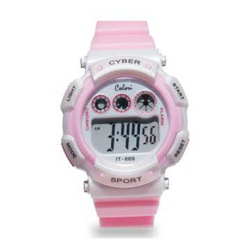 Colori Kinderhorloge Cyber Sport siliconen/digitaal roze-wit 36 mm 5-CLK089