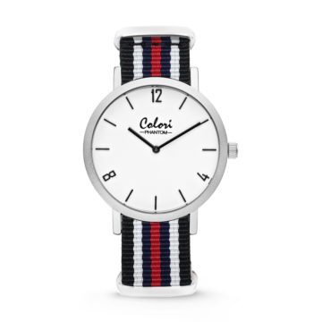 Colori 5-COL491 Horloge Phantom staal/nylon rood-wit-zwart 42 mm