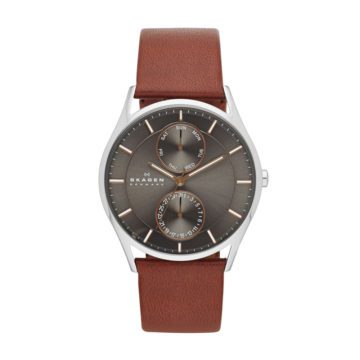 Skagen SKW6086 Horloge Holst staal/leder zilverkleurig-cognac