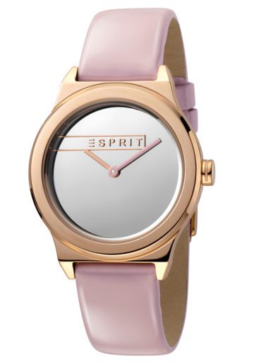 Esprit Horloge Magnolia staal/leder 34 mm rosékleurig-roze ES1L019L0045