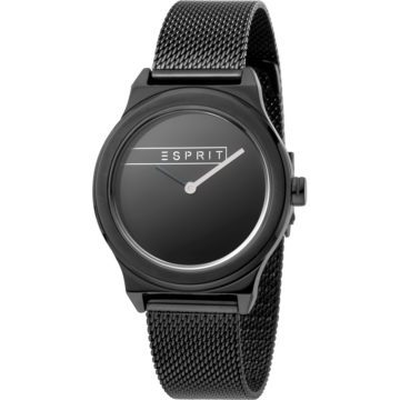Esprit Horloge Magnolia staal 34 mm zwart ES1L019M0105