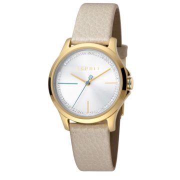 Esprit Horloge Joy Silverplated Cream staal/leder 32 mm ES1L028L0035