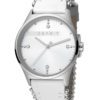 Esprit Horloge Drops staal/leder 34 mm zilverkleurig-wit ES1L032L0015