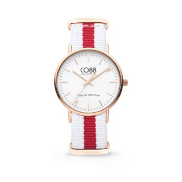 CO88 Horloge staal/nylon rosé/wit/rood 36 mm 8CW-10028