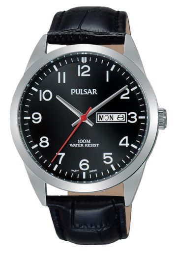 Pulsar Herenhorloge PJ6067X1 staal/leder zwart