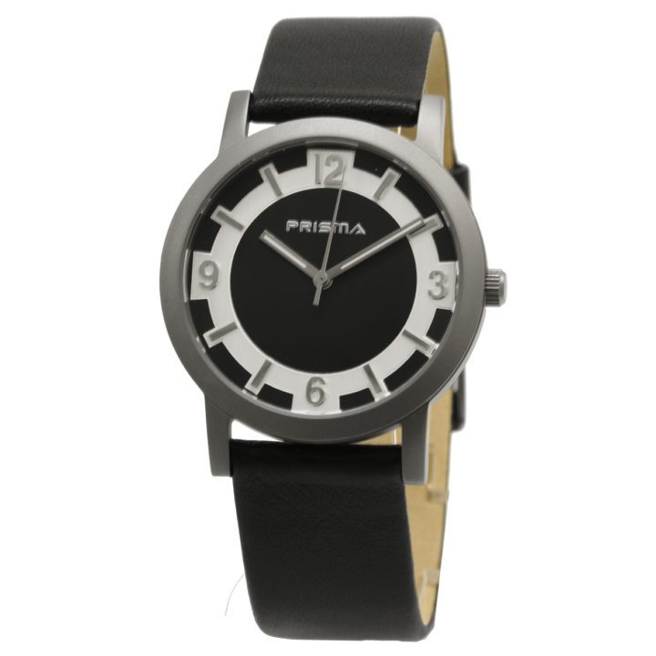 Prisma Herenhorloge P.2263 Lederen band Zilverkleurig