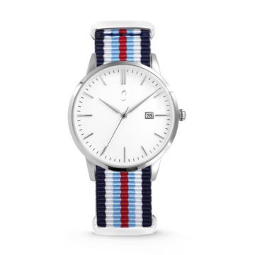 Colori Horloge Connaisseur staal/nylon blauw-wit-rood 40 mm 5-COL496