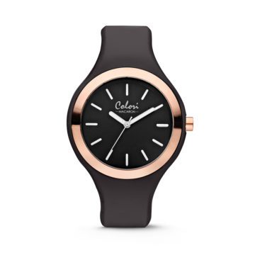 Colori Horloge Macaron staal/siliconen rosé/zwart 30 mm 5-COL487
