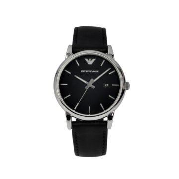 Emporio Armani Horloge Luigi staal/leder zwart AR1692
