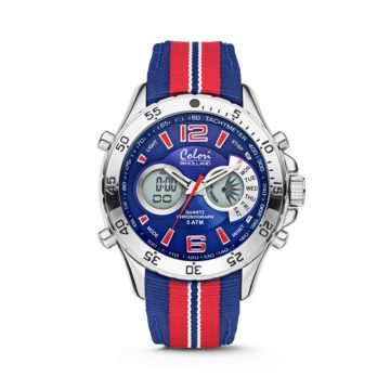 Colori Horloge Holland Sports staal/nylon rood-wit-blauw 48 mm 5-CLD135