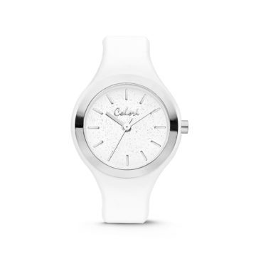 Colori Macaron 5 COL574 Horloge – Siliconen Band – Ø 30 mm – Wit / Zilverkleurig