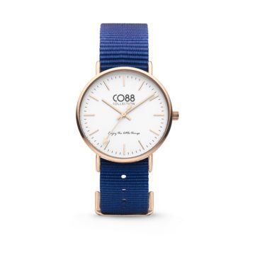 CO88 Horloge staal/nylon 36 mm rosé/donkerblauw 8CW-10017