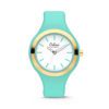Colori Horloge Macaron staal/siliconen goudkleurig-mintgroen 44 mm 5-COL431