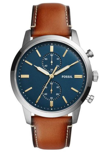 Fossil FS5279 Horloge Townsman Chronograaf blauw-cognac 44 mm