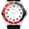 Garonne kinderhorloge 35 mm staal/rubber zwart-wit-rood KQ12Q465