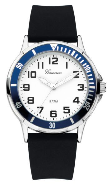 Garonne KQ14Q465 kinderhorloge 35 mm staal/rubber zwart-wit-blauw