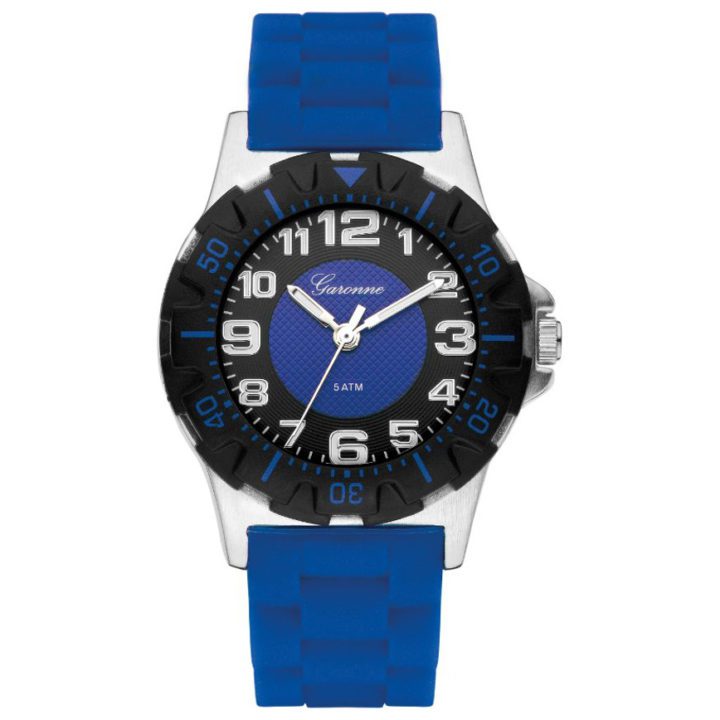 Garonne kinderhorloge 35 mm staal/rubber blauw KQ22Q464