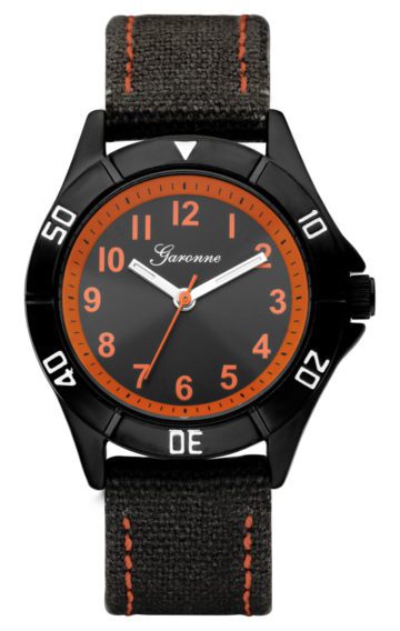 Garonne KQ26Q463 Kinderhorloge 33 mm staal/canvas zwart-oranje