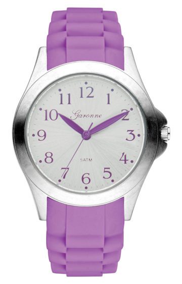 Garonne KQ27Q466 kinderhorloge 34 mm staal/rubber paars-zilverkleurig