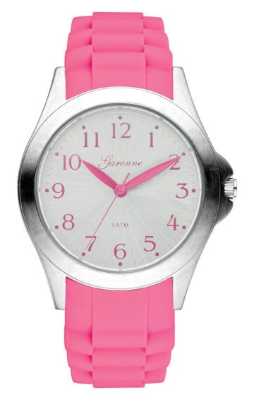 Garonne KQ36Q466 kinderhorloge 34 mm staal/rubber felroze-zilverkleurig