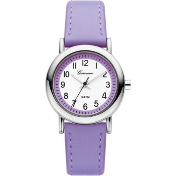 Garonne KV27Q467 kinderhorloge 27 mm metaal-leder zilverkleurig-paars