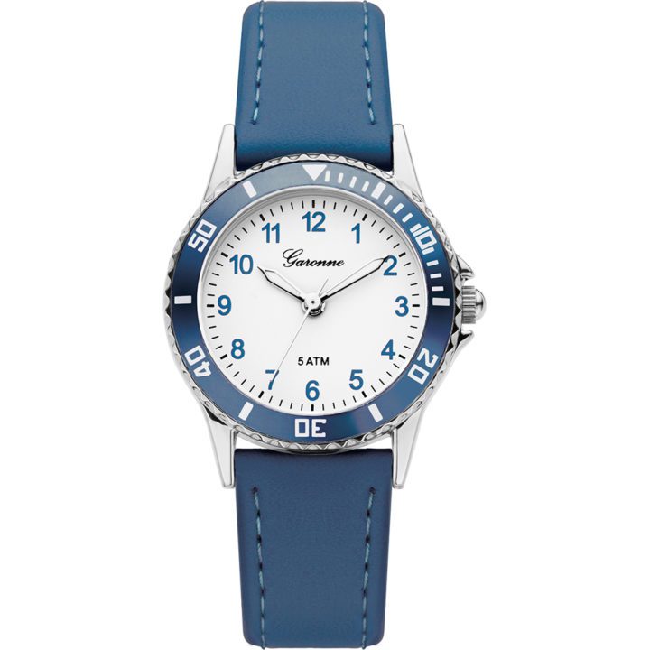 Garonne KV28Q468 kinderhorloge zilverkleurig-blauw 27 mm