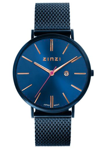 Zinzi ZIW414M horloge blauw Retro + Gratis armband
