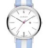 Zinzi horloge Retro Streep staal/leder blauw-zilverkleurig ZIW406BS