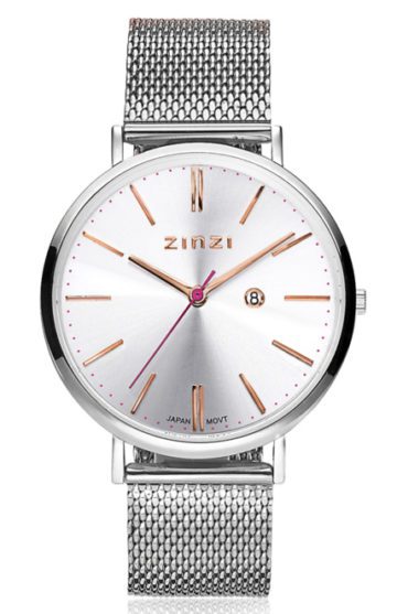 Zinzi ZIW412M Horloge Retro zilver + gratis armband
