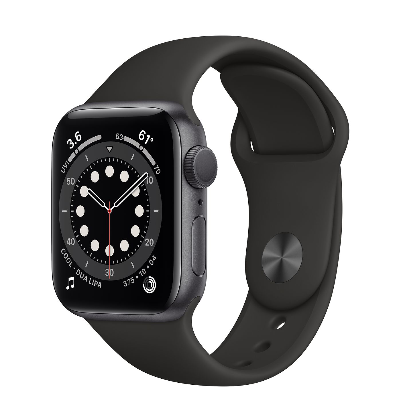 Apple Watch Series 6 GPS 40mm Space Gray Aluminum with Black Sport Band A2291