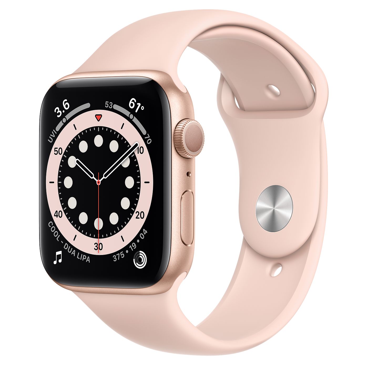 Apple Watch Series 6 GPS 44mm Gold Aluminum with Pink Sand Sport Band A2292