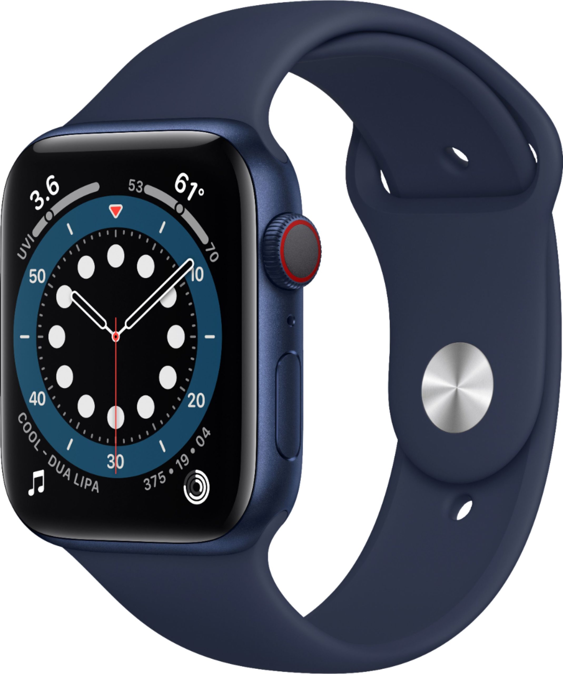 Apple Watch Series 6 GPS + Cellular 44mm Blue Aluminum with Deep Navy Sport Band A2294