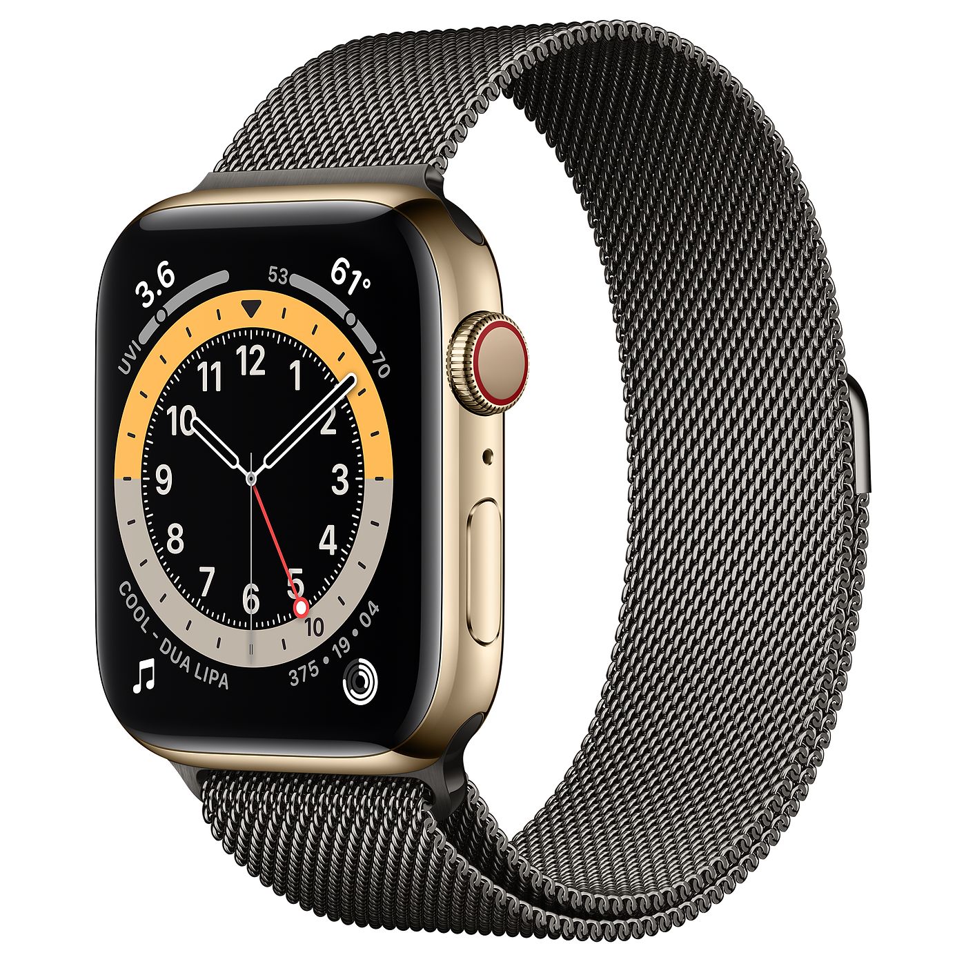 Apple Watch Series 6 GPS + Cellular 44mm Gold Stainless Steel with Graphite Milanese Loop A2294